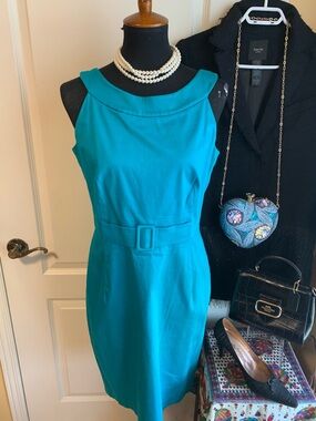 Ellen Tracy vintage style front Belted Midi Dress